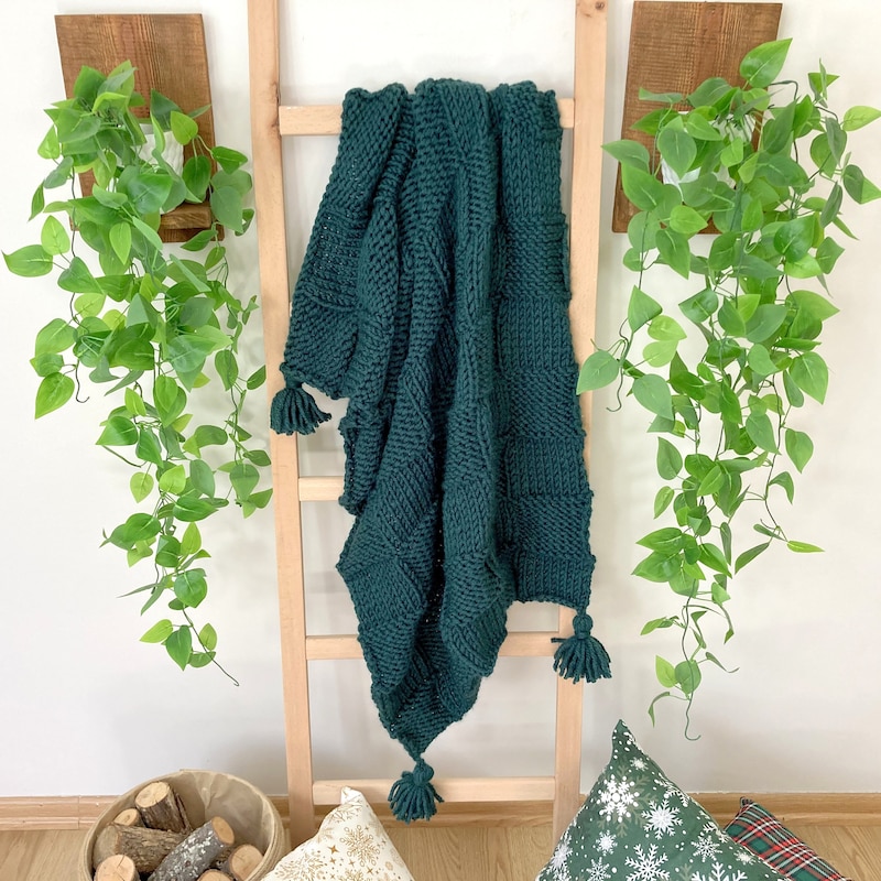 Wool Knit Blanket Etsy