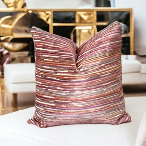 Striped Velvet Multicolor Decorative Pillow Cover