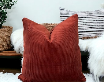 Rust Corduroy Velvet Decorative Pillow Covers