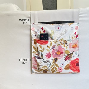 Red Floral Canvas Armrest Organizer,Remote Control Holder,Storage Basket,Magazin Holder,Birthday gift,Home decor accessory