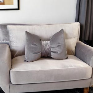 Interior design gray velvet bow  cushion