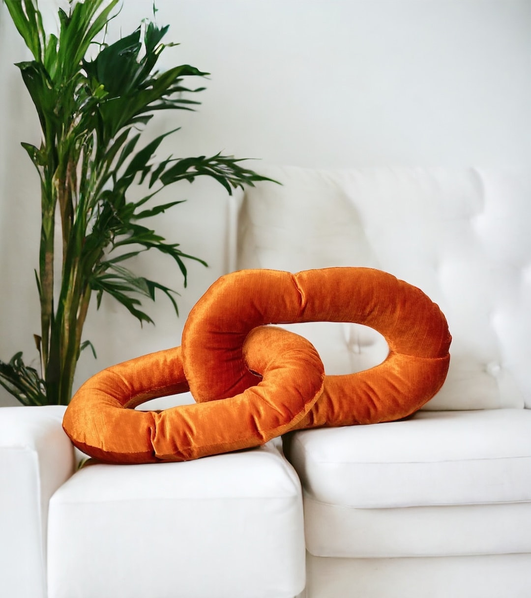 Unique Handcrafted Orange Velvet Decorative Chain Link Pillow-birthday ...