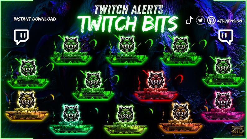 Dark Wolf Toxic Twitch Stream Pack: Animated OBS Streamlabs Overlays ...