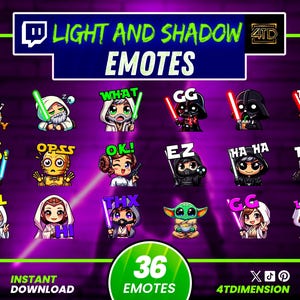 Twitch emotes pack, chibi stream emotes, cute emoji bundle for streamers, galaxy style emotes, kick discord emotes, cartoon style icons