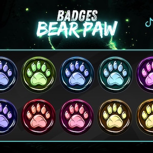 Bärentatzen-Bit-Abzeichen / Twitch-Abzeichen, Bärentatzen-Sub-Abzeichen, Twitch-Sub-Abzeichen, Bären-Bit-Abzeichen, Bärenfußabdruck, Streaming Twitch