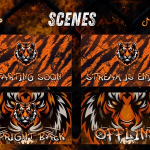 Tiger Rip Overlay Tiger Twitch Overlay Pack Animated, OBS Stream Package With Webcam ...