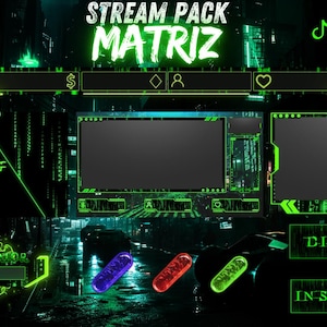 Code de matrice de pack de flux animé, superposition de flux, superposition de webcam, alertes Twitch, superposition d&#39;écran, émoticône Twitch, superposition Twitch, pack de flux.