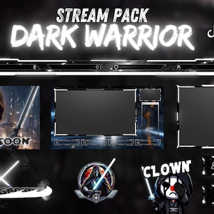 Animated Stream Pack Dark Force, Twitch Overlay, Webcam Overlay, Alerts, Emotes, Panels, Animated Screen, Kick, OBS Transition Stinger