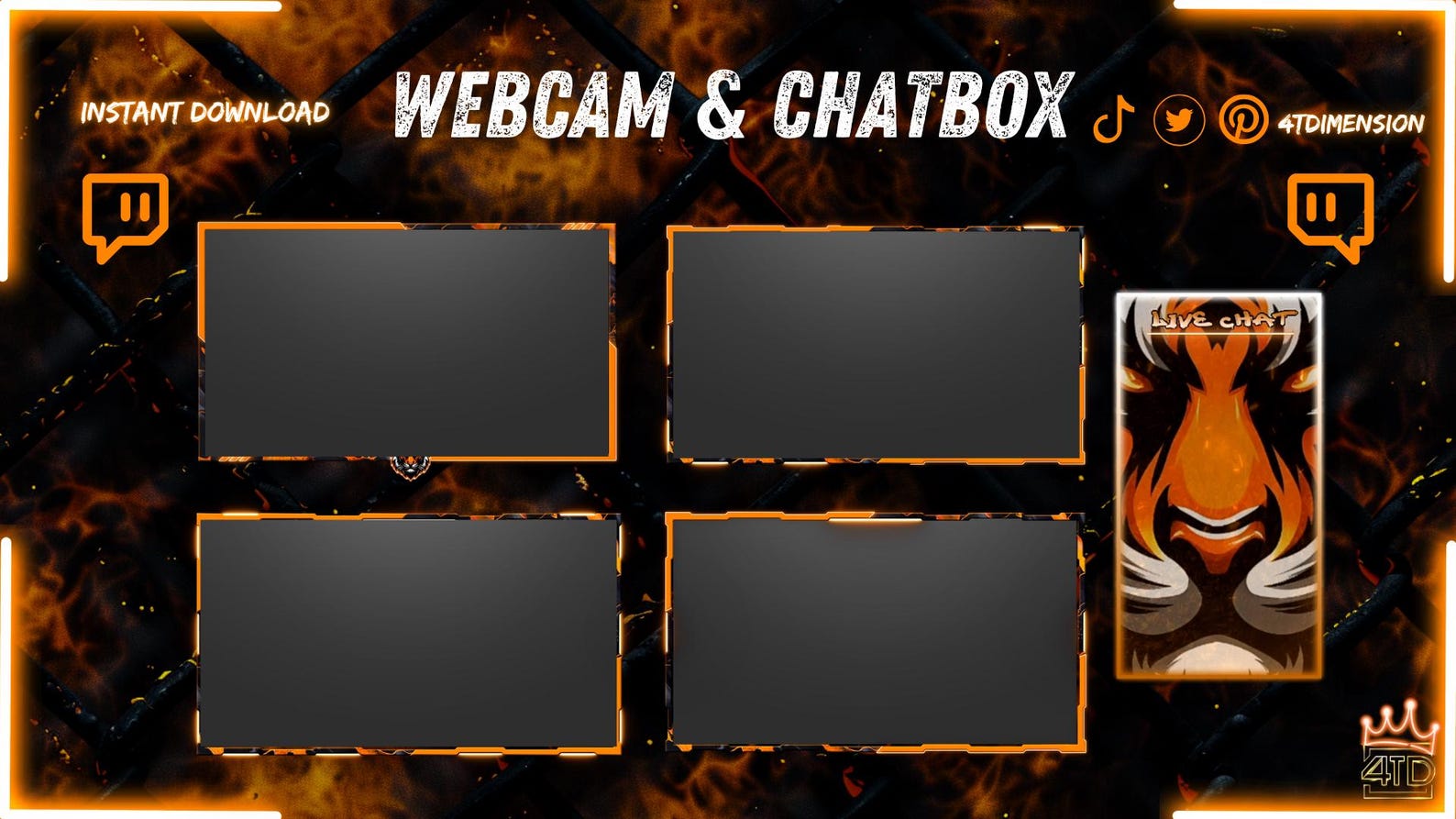 Tiger Rip Overlay Tiger Twitch Overlay Pack Animated, OBS Stream Package With Webcam ...