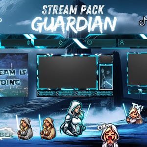 Animated Stream Pack Light Guardian, stream overlay, webcam overlay, twitch alerts, screen overlay, twitch emote, Twitch panels, stream pack