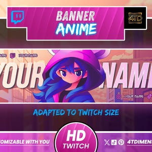 Twitch Anime Banner, Gaming Banner, Banner Gamer, streaming Banner, Banner Desing, Banner Overlay, youtube Banner, Kick Banner.