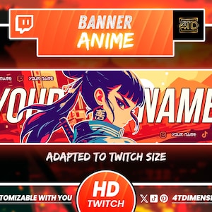 Twitch Anime Girl Banner, Gaming Banner, Banner Gamer, streaming Banner, Anime banner, Banner Overlay, youtube Banner, Kick Banner, Japanese