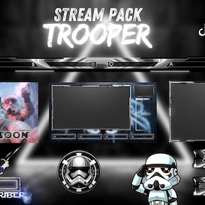 Animated Troopers Stream Overlay Pack, Twitch, YouTube, Kick, OBS, Webcam Frame, Panels, Alerts, Screens, Stream Bundle for Gamers Setup.