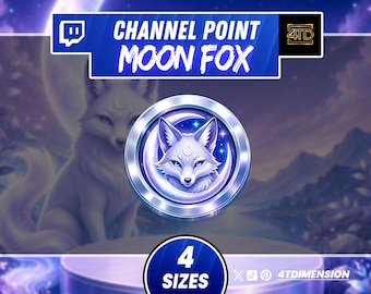 Moon Fox Twitch-Belohnungssymbol: Blaue Himmelsmünze in 4 Größen, Belohnungen für Streaming-Kanäle