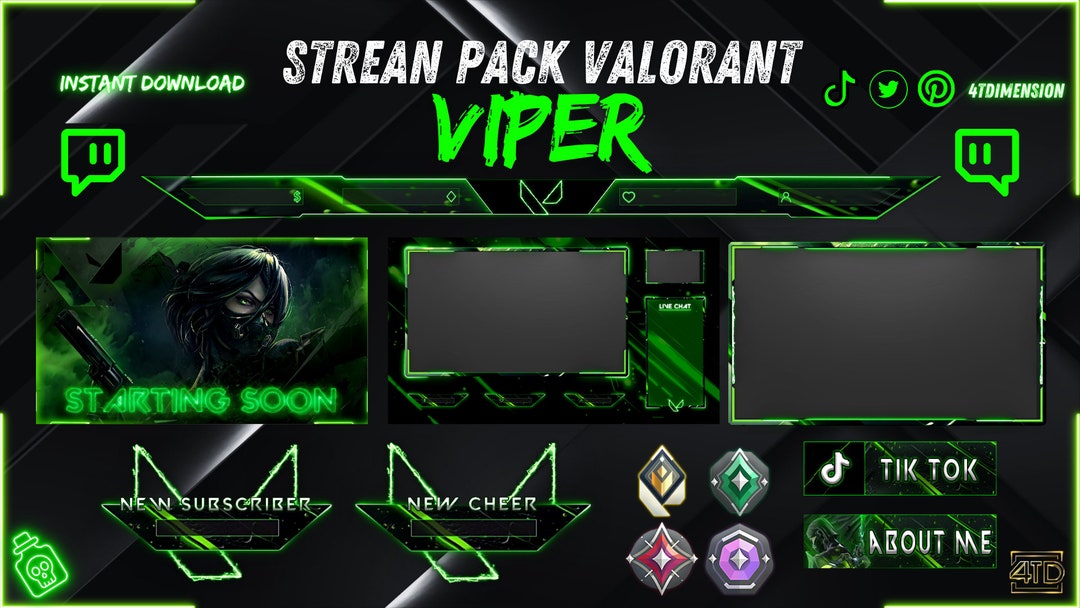 Animated Stream pack Valorant Viper, stream overlay, webcam overlay ...