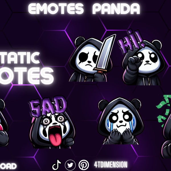 Emotes Panda voor Twitch, Twitch Cute Emote Collection, Twitch-emotes, Discord-emotes, Panda-emotes, meme-emotes, secundaire emotes.