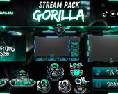 Animated Stream Pack GorillaG, Twitch Stream Overlay, Webcam Overlay, Kick Stream Alerts, Stream Panels, Emotes, Gaming Overlays, Chat Box