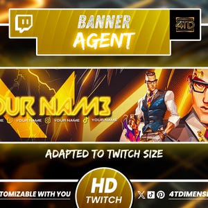 Twitch Sniper Agent, Gaming Banner, Banner Gamer, streaming Banner, Banner Overlay, youtube Banner, Kick Banner, Valorant , Shooter.
