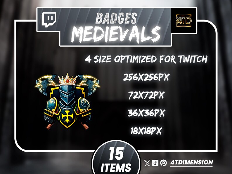 Medieval Twitch Sub Badges, Streamer Loyalty Badges for Kick Youtube ...