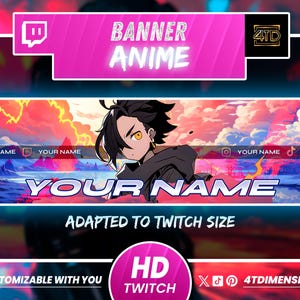 Twitch Anime Banner, Gaming Banner, Banner Gamer, streaming Banner, Anime banner, Banner Overlay, youtube Banner, Kick Banner, Japanese.