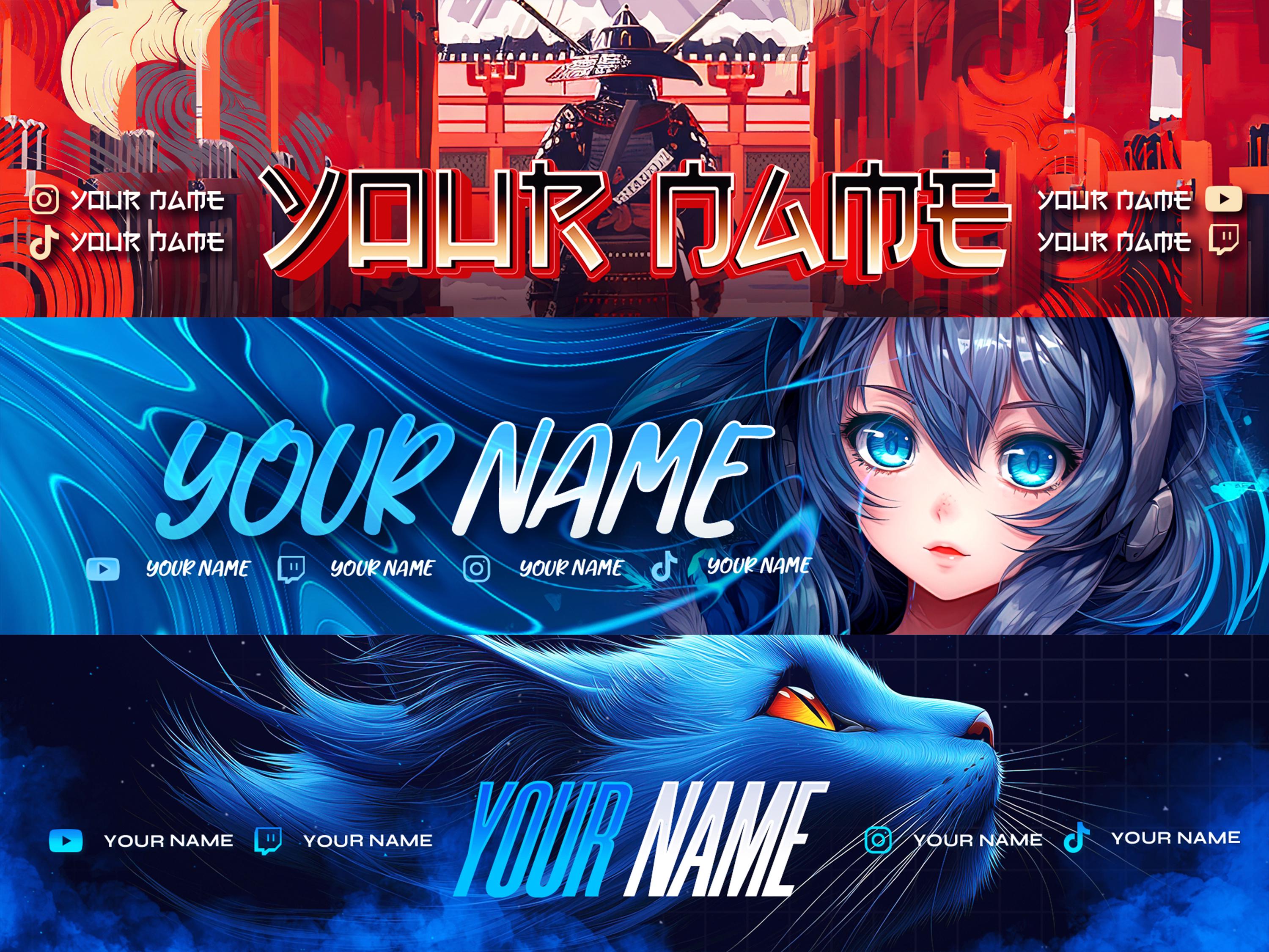 Custom Banner for Twitch, Youtube and Kick: Stream, Channel and Social ...