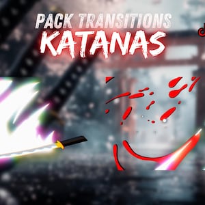 Stinger Transition Pack - OBS Katana Samurai for Twitch. Stream scene transition including 3 different colours, 4K WEBM.