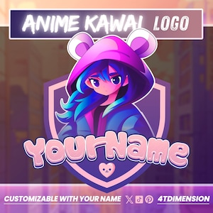 Twitch Anime Kawai logo, Gaming logo, logo design, Mascot logo, streaming logo, vtuber logo, discord logo, youtube logo, tiktok logo, Kick.