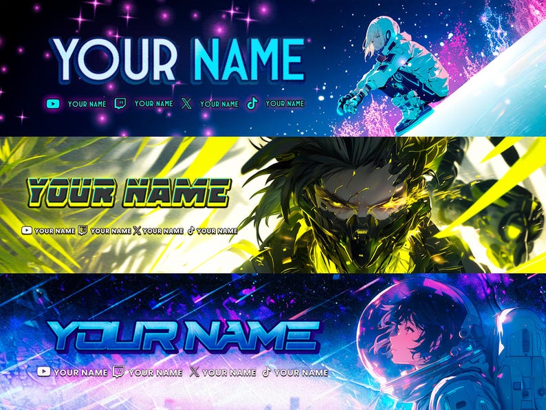 Custom Banner for Twitch, Youtube and Kick: Stream, Channel and Social ...
