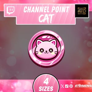 Puntos de Canal Para Twitch Gatito Rosa Kawaii, Icono de Recompensa para Streamer, Badge Cute en 4 Tamaños (Descarga Digital Instantánea)