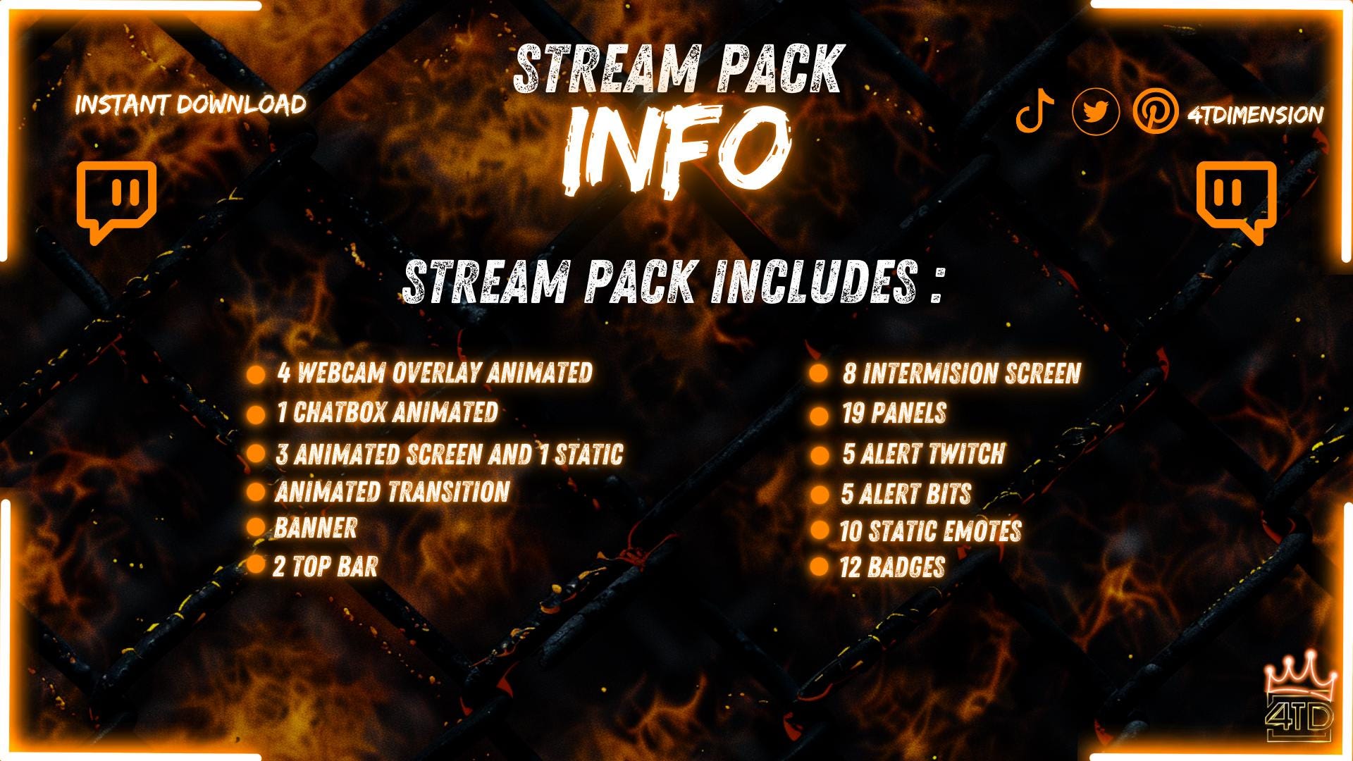 Tiger Rip Overlay Tiger Twitch Overlay Pack Animated, OBS Stream Package With Webcam ...