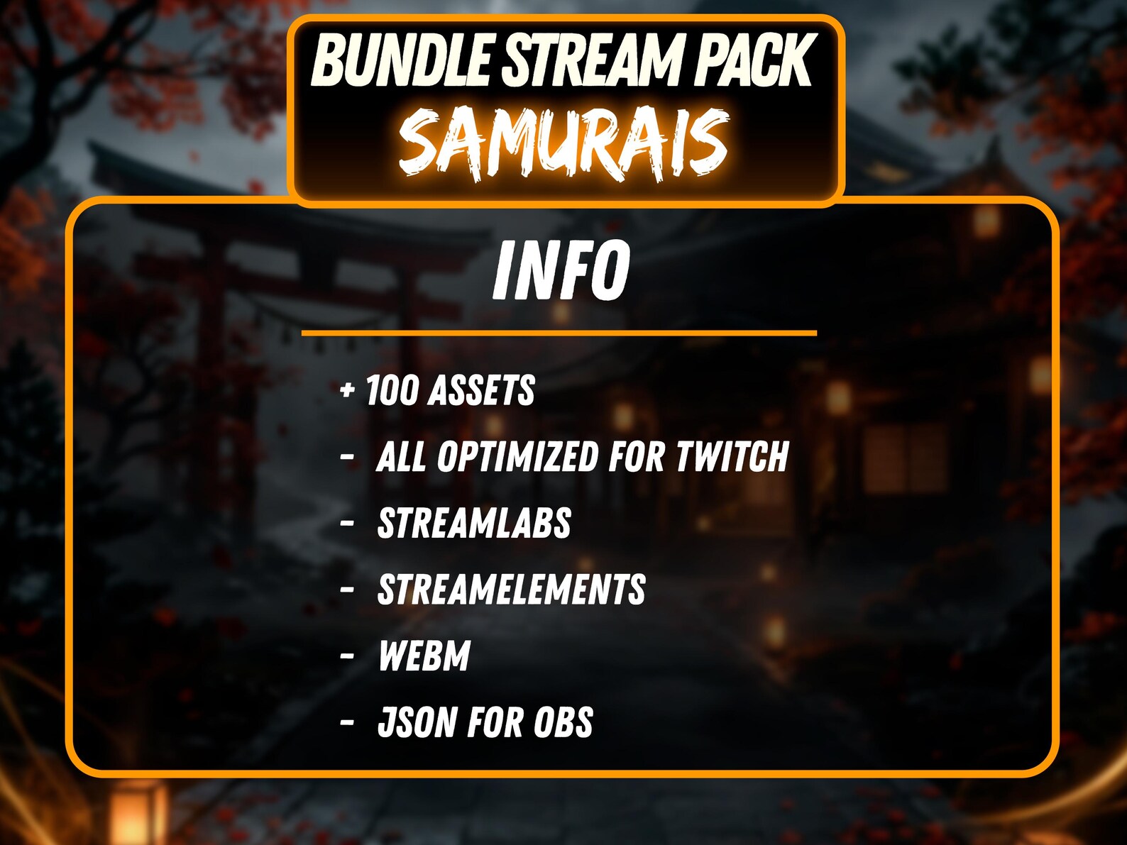 Samurai Twitch Overlay Package, Full Stream Pack With Emotes, Alerts ...