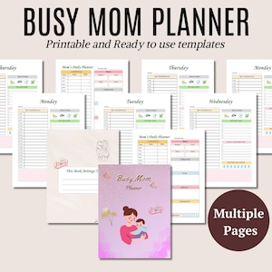 Busy Mom Planner, Digital Template Planner, Stay at Home Mom Planner, Life Organizer for Mom,  Printable Editable Task Planner for Busy Moms