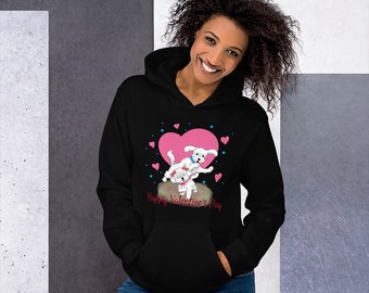 Unisex Hoodie happy valentines day very lovely dogs, pink dogs, very nice hoodie