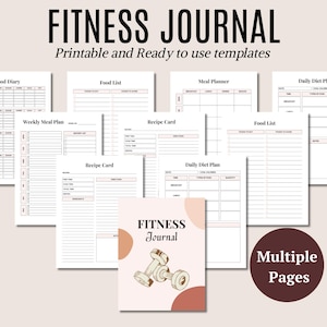 Printable Fitness Journal Bundle, Exercise Planner, Fitness Planner, Workout Tracker, Fitness Challenge, Workout Journal, Fitness Tracker