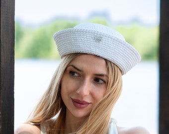 Crochet Raffia Sailor Hat Pattern, Video Tutorial in English + PDF Pattern