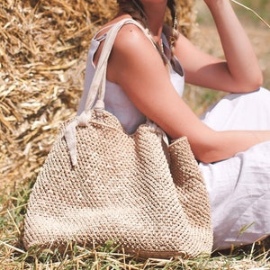Häkeln Sommertasche Muster mit Video Anleitung, Raffia Strandtasche Muster, DIY Häkeln Tragetasche Muster, XXL Taschen Muster, große Häkeltasche