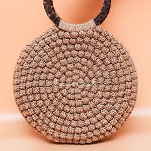 Crochet Circle Bag Pattern PDF, Bubble Stitch Purse, Round Crossbody Bag, Video Tutorial