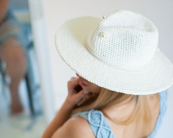 Crochet Fedora hat pattern Crochet raffia hat video tutorial Wide brim hat crochet pattern Crochet summer hat crochet DIY Step by step