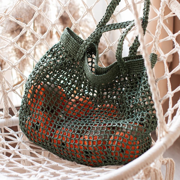 Crochet Net Bag Pattern: DIY Raffia and Straw Summer Tote - Video Tutorial PDF