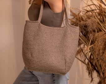 CROCHET PATTERN Tote Bag, Shoulder Bag PDF Pattern and Step-by-Step Video Tutorial, Crochet Shopping Bag Pattern, Extra Large Bag Tutorial