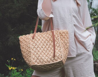 Summer Crochet Bag Patterns with Video Tutorial Step-by-Step, Summer Crochet Pattern, DIY Raffia Bag, Easy to Follow Crochet Bag Tutorial