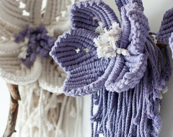 Videotutorial de flores de macramé, colgante de pared de macramé DIY, videotutorial de macramé en inglés, bricolaje fácil de flores de macramé