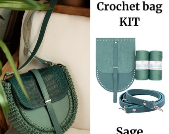 DIY Crochet Bag Kit, Create Your Own Leather Crochet Crossbody Bag, Crochet Bag Kit for Adults, Ideal DIY Gift for Sister, Do It Yourself