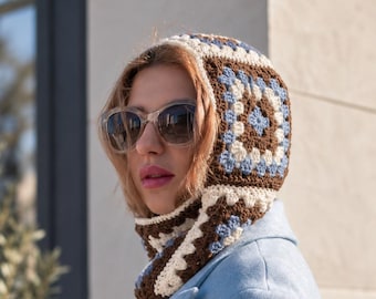 Granny Square Hood Crochet Pattern, Hooded Cowl PDF, Balaclava Tutorial, Video Pattern, DIY Hood