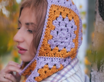Crochet Pattern Granny Square Hood, DIY Crochet Balaclava, Video Tutorial, Easy Granny Square Crochet Pattern, Warm Hooded Scarf PDF
