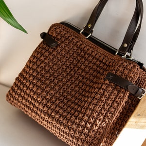 Crochet Pattern Megan Bag Video Tutorial, Briefcase Bag DIY, Polyester Rope Crochet Laptop Bag Pattern , Crochet Bag DIY, PDF Pattern