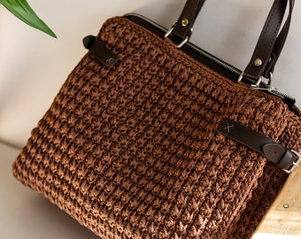 Crochet Pattern Megan Bag Video Tutorial, Briefcase Bag DIY, Polyester Rope Crochet Laptop Bag Pattern , Crochet Bag DIY, PDF Pattern