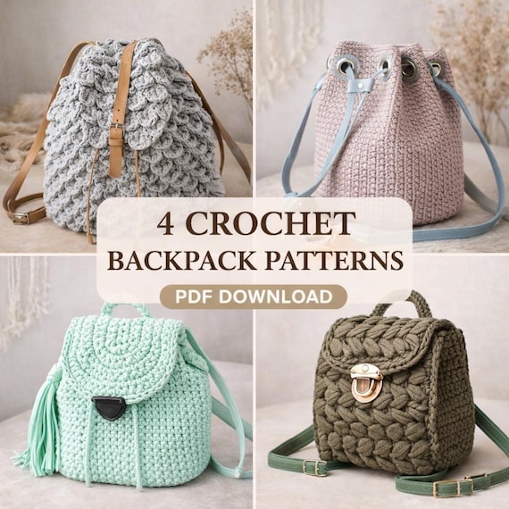 Crochet Backpack Patterns Bundle: Stylish DIY Designs, Video  display picture 1