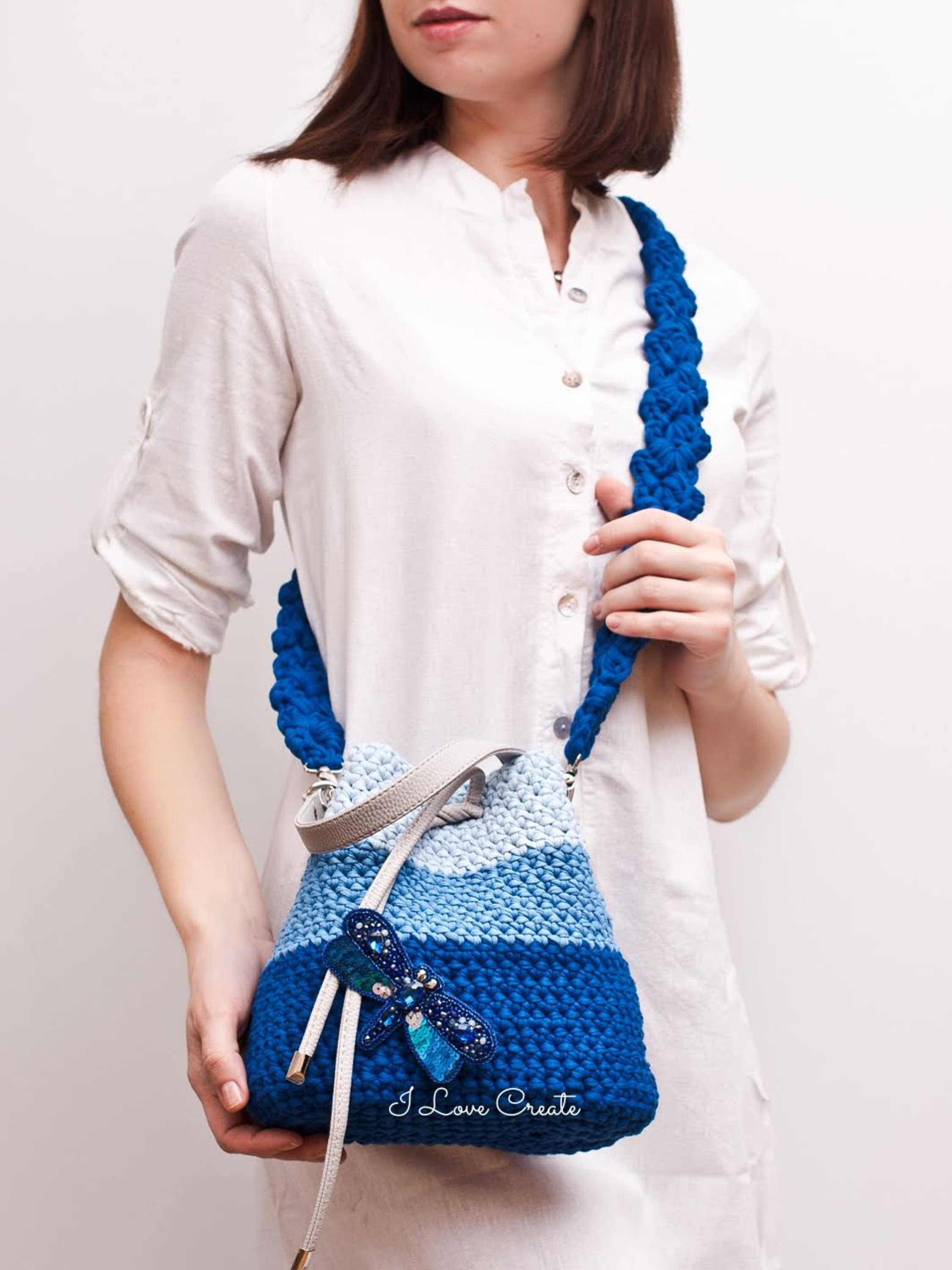 Crochet Bucket Bag Pattern, DIY Drawstring Bag Pattern, Crochet