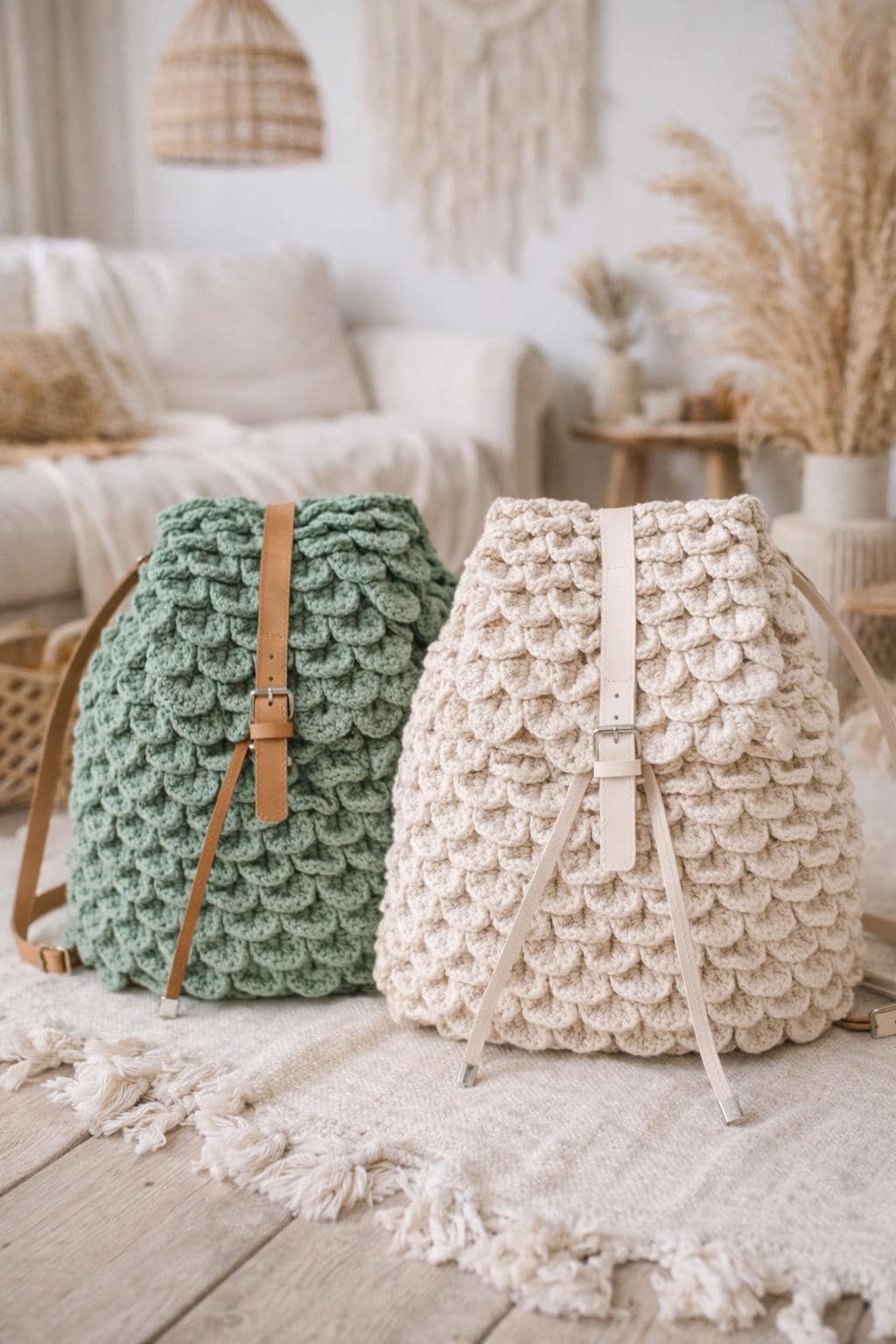 39 Crochet Backpack Patterns with Lambs, Bunnies, and Grannies 38 Crochet Backpack Pattern Shell Rope Backpack + Video